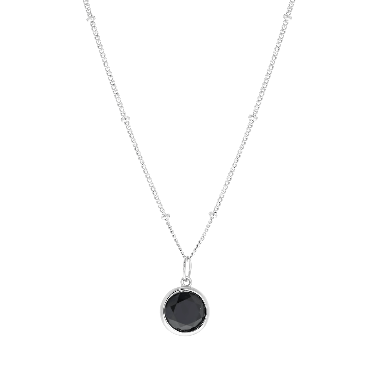 Zilveren ketting&hanger Gemstone black onyx