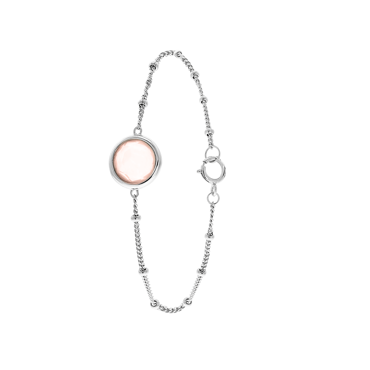 Zilveren armband Gemstone rose quartz