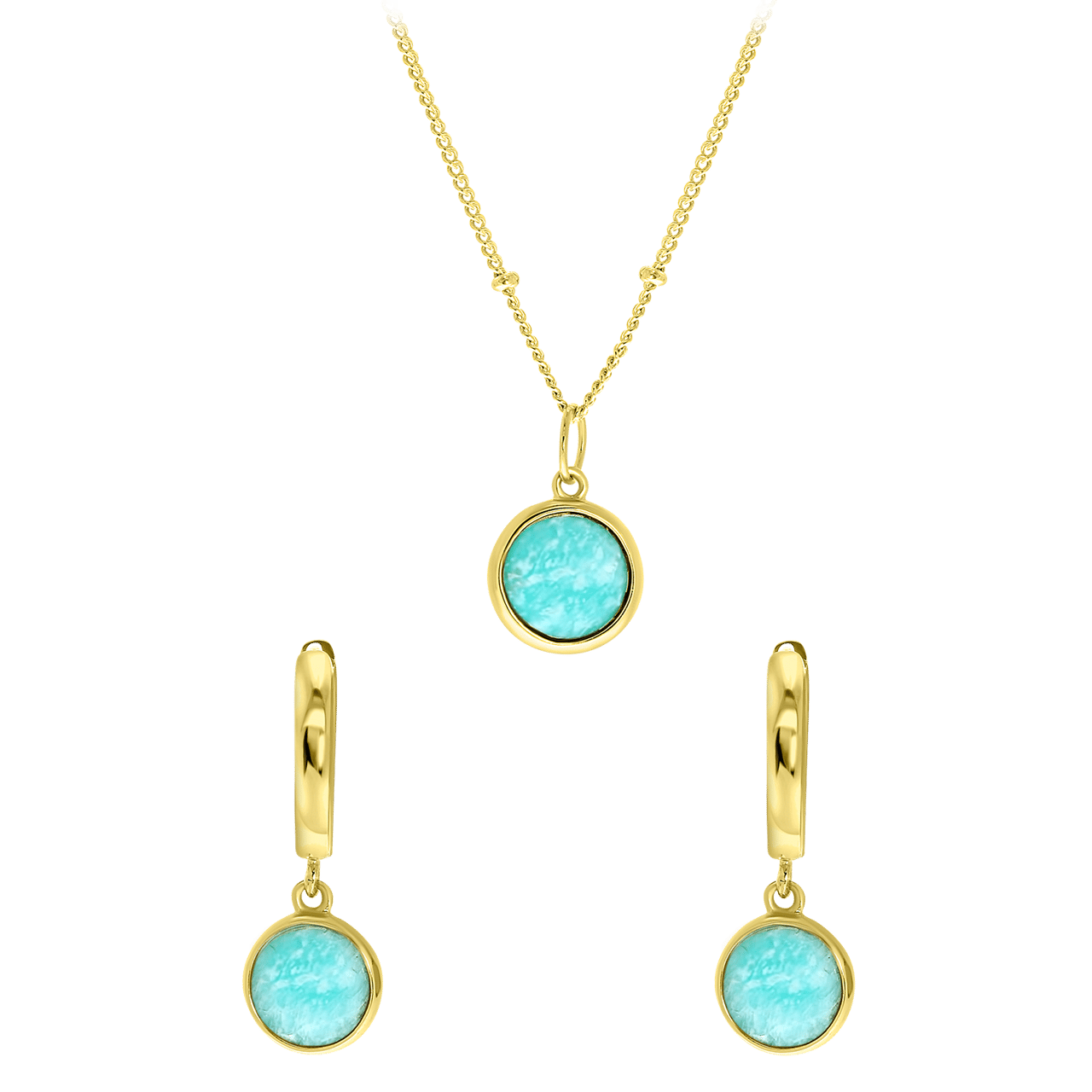 Zilveren set gold Gemstone amazonite