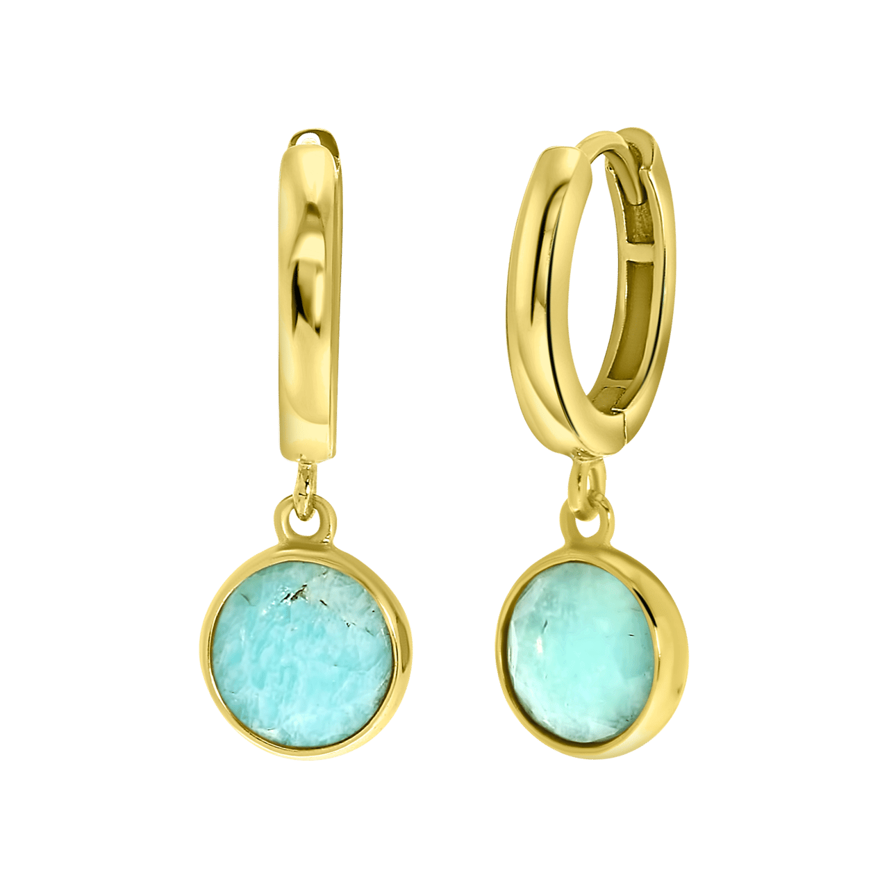 Zilveren oorbellen gold Gemstone amazonite