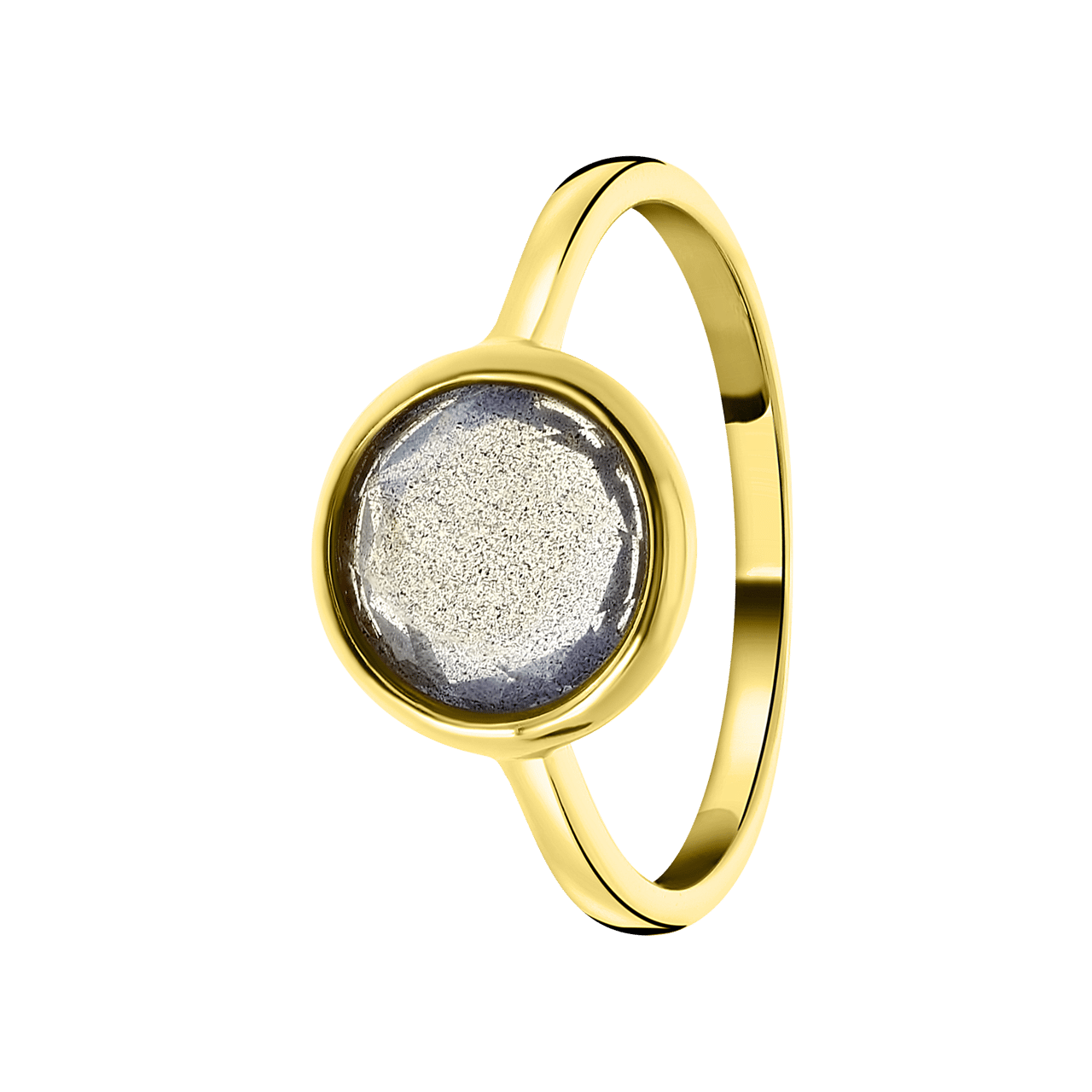 Zilveren goldplated ring met labradoriet voor dames