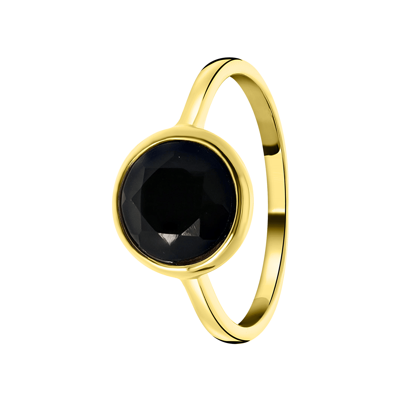 Zilveren ring gold Gemstone black onyx
