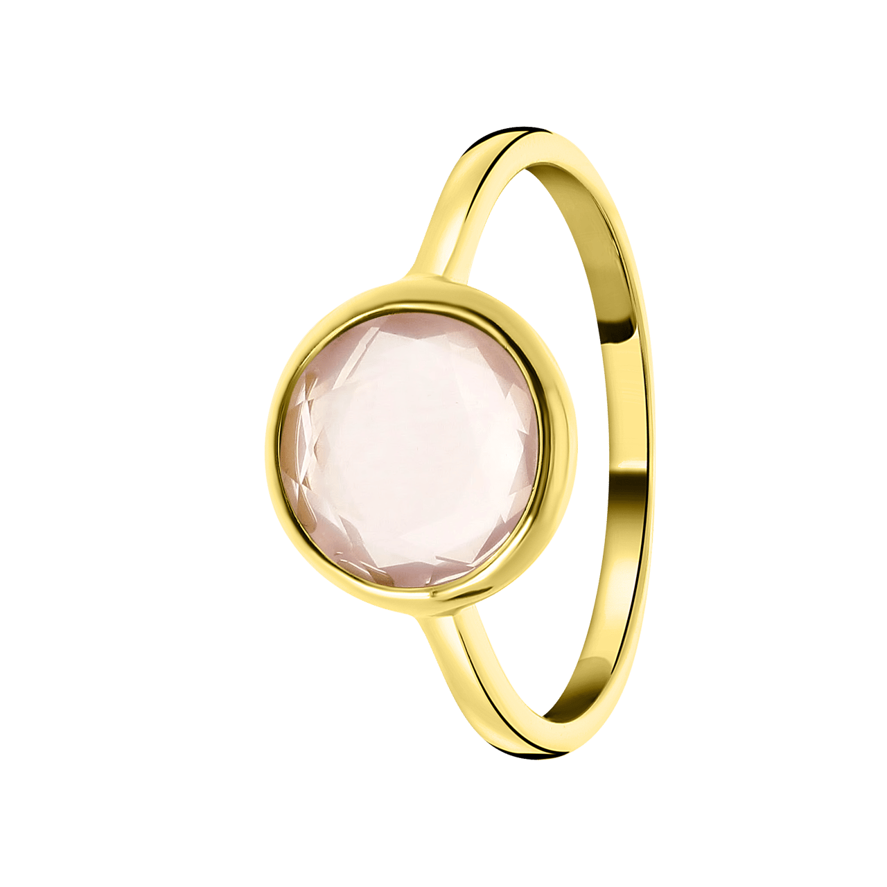 Zilveren ring gold Gemstone rose quartz