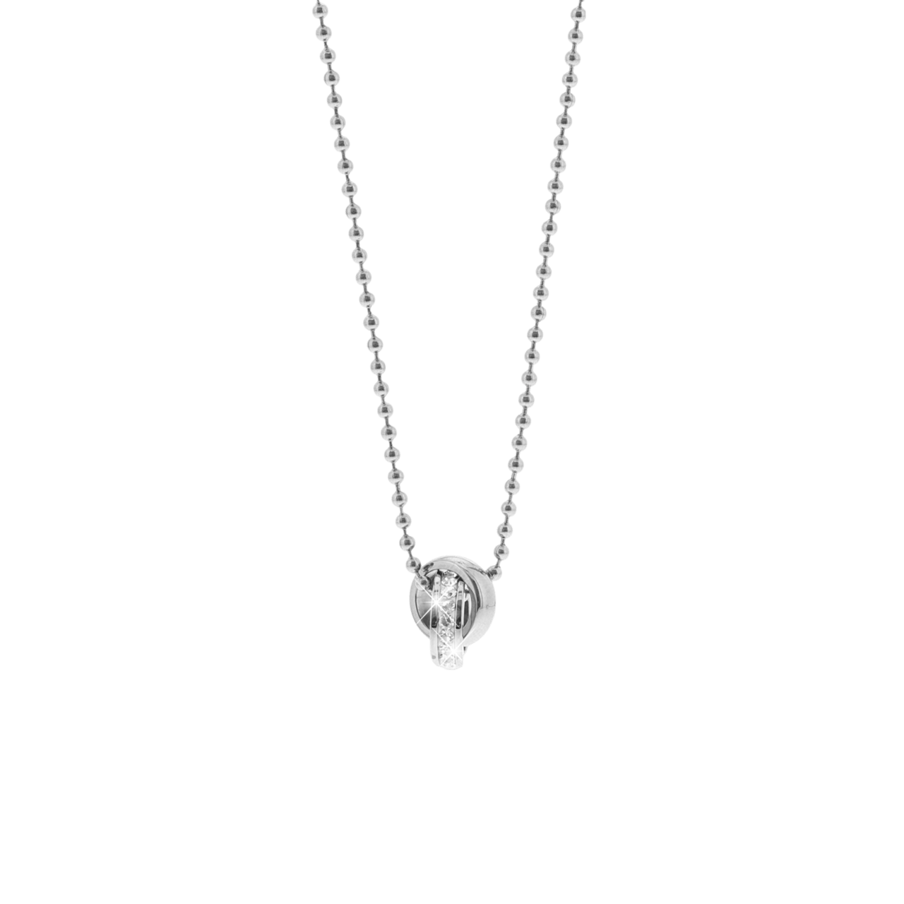 Gerecycled stalen kinderketting wit kristal