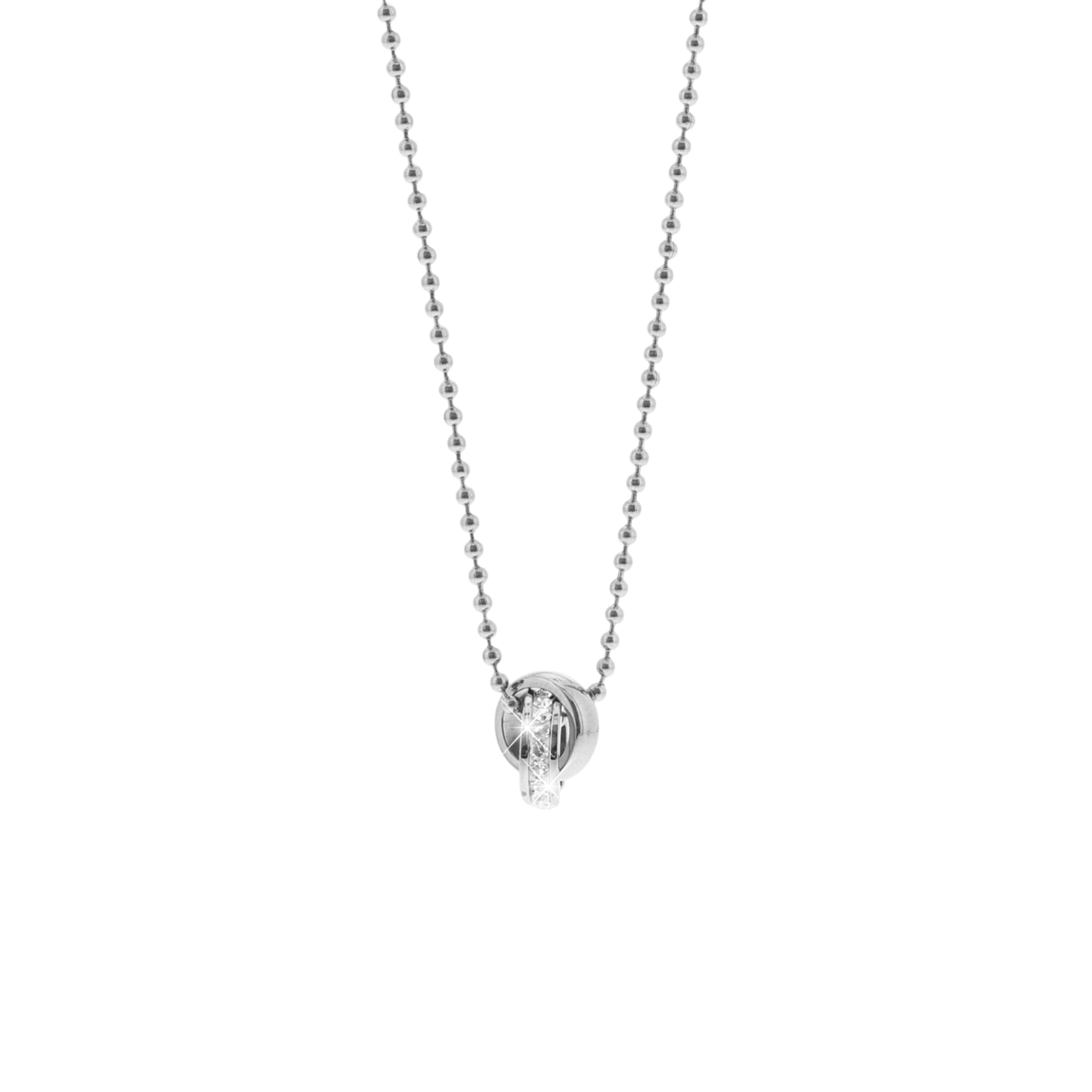 Gerecycleerd stainless steel kinderketting wit kristal
