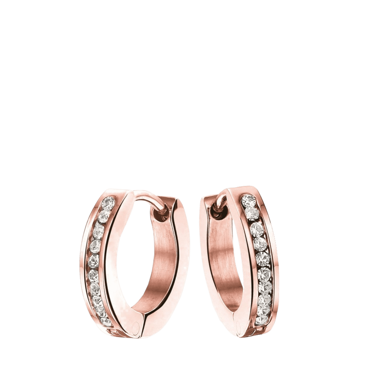 Stainless steel roséplated kinderoorbellen met wit kristal