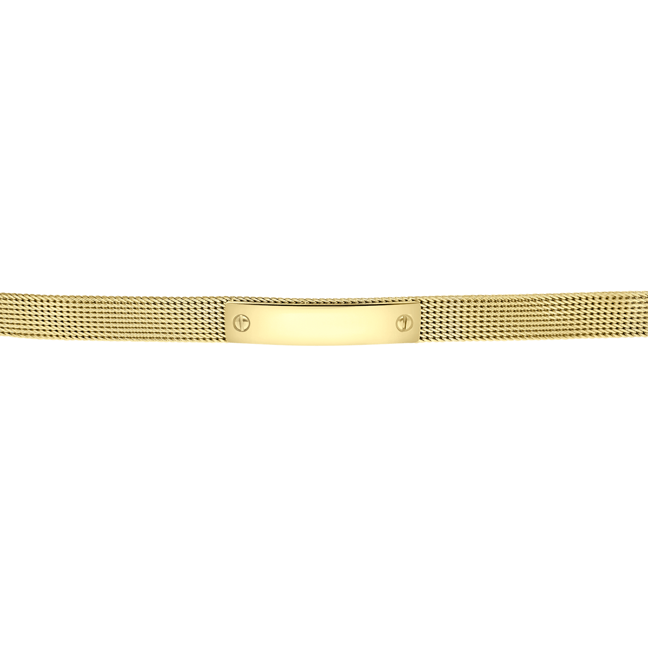 Stalen goldplated fantasiearmband met graveerplaat voor dames