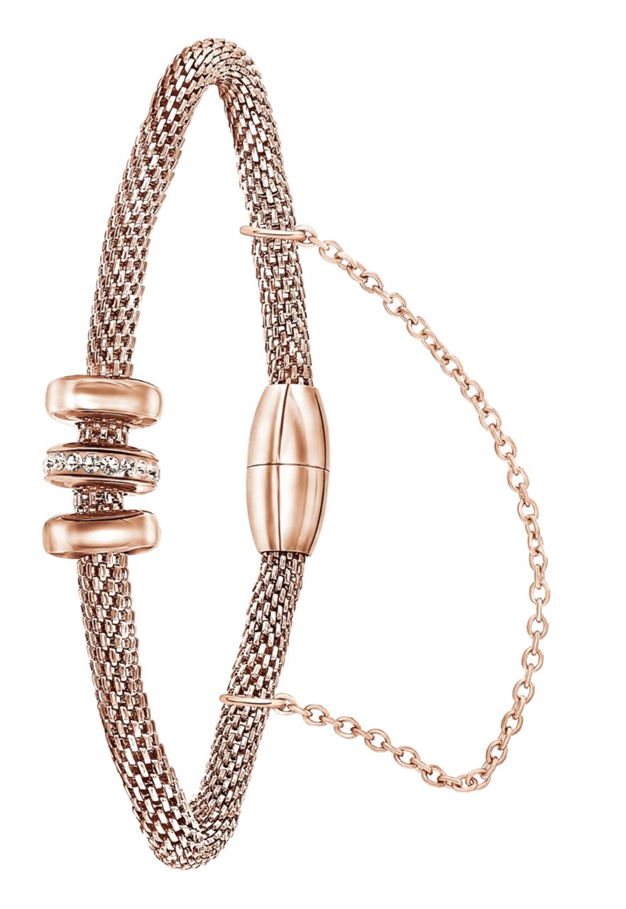 Stalen armband mesh roseplated met kristal