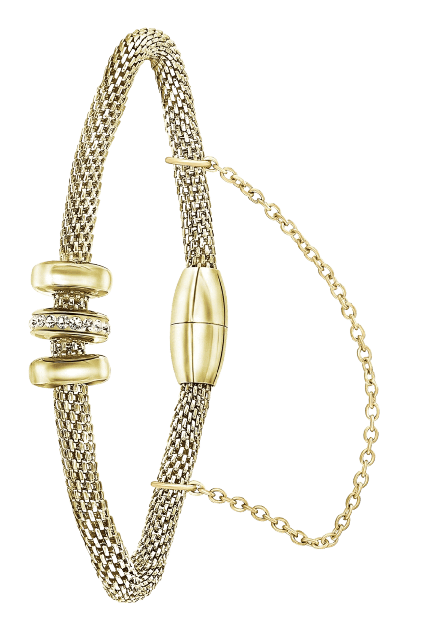 Stainless steel armband mesh goldplated met kristal