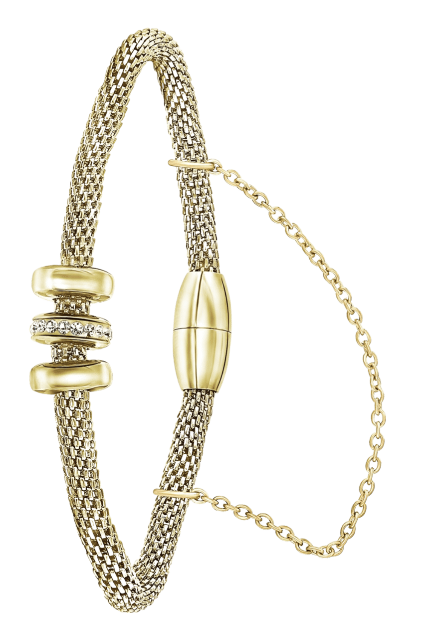 Stalen armband mesh goldplated met kristal
