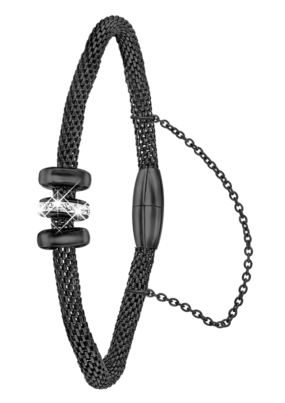 Stalen armband mesh kristal blackplated