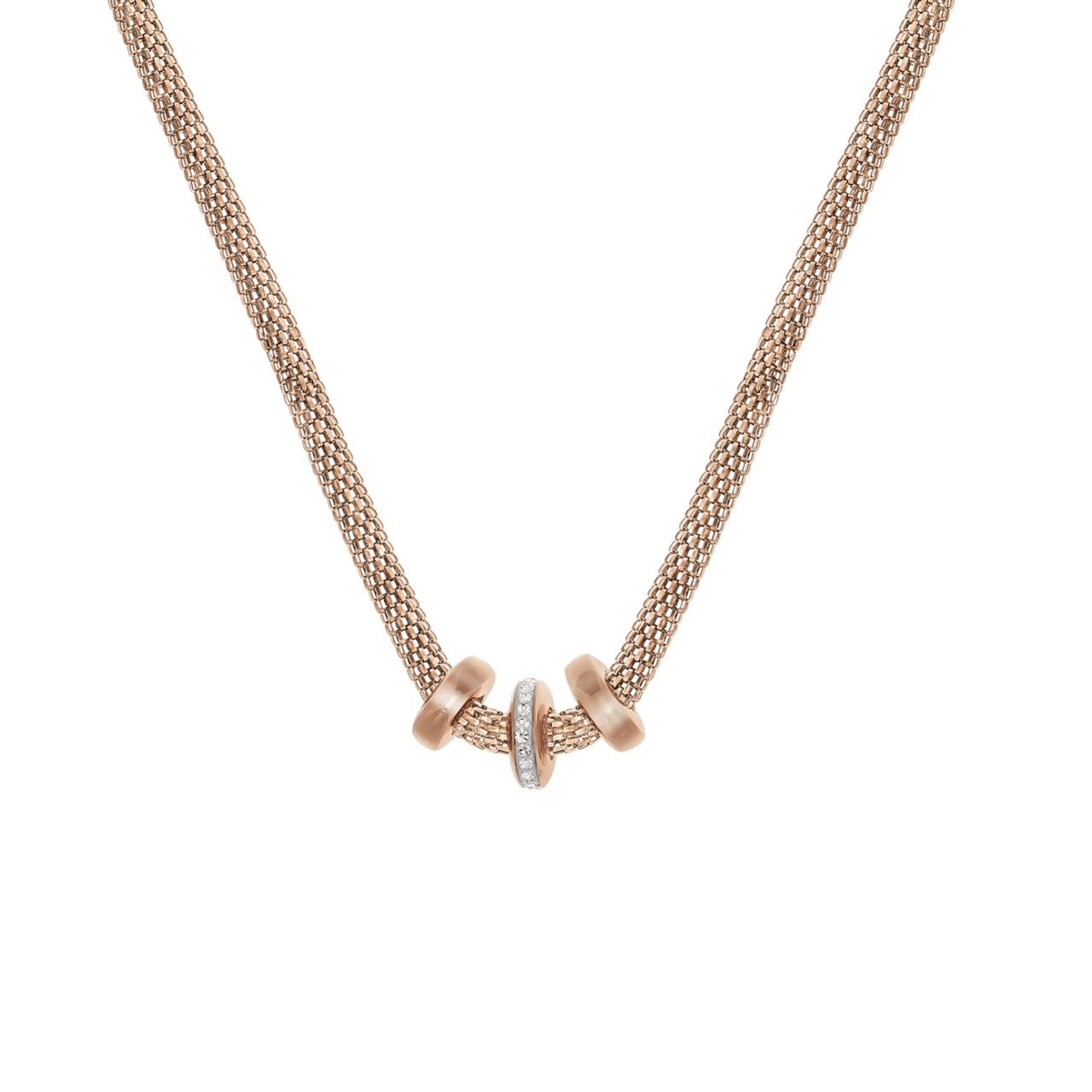 Donna mae stainless steel ketting mesh roseplated met kristal voor dames