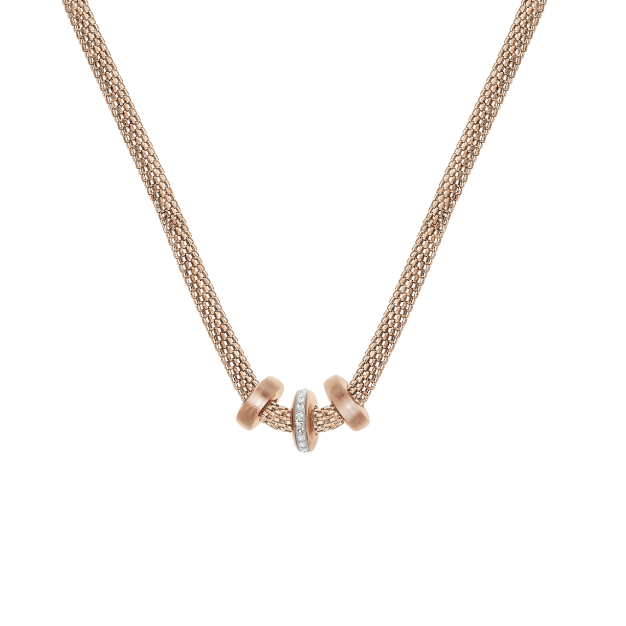 Stalen roséplated ketting met hanger met kristal voor dames