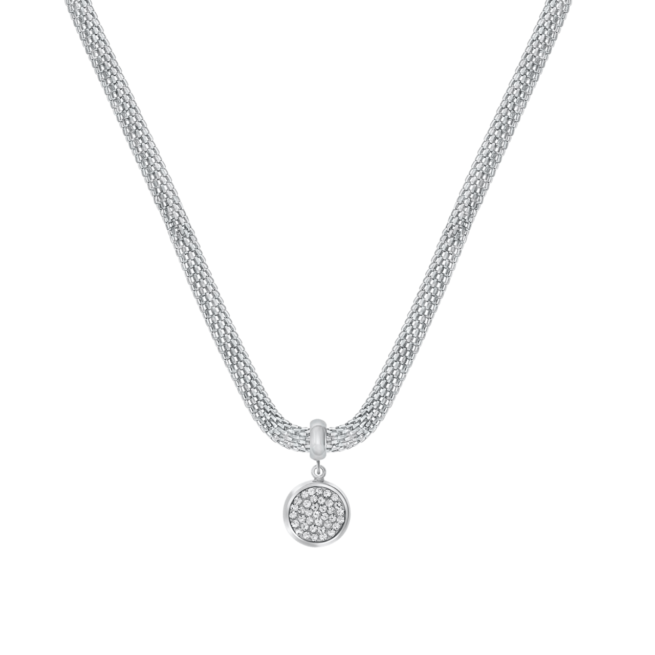 Stalen ketting mesh met kristal 
