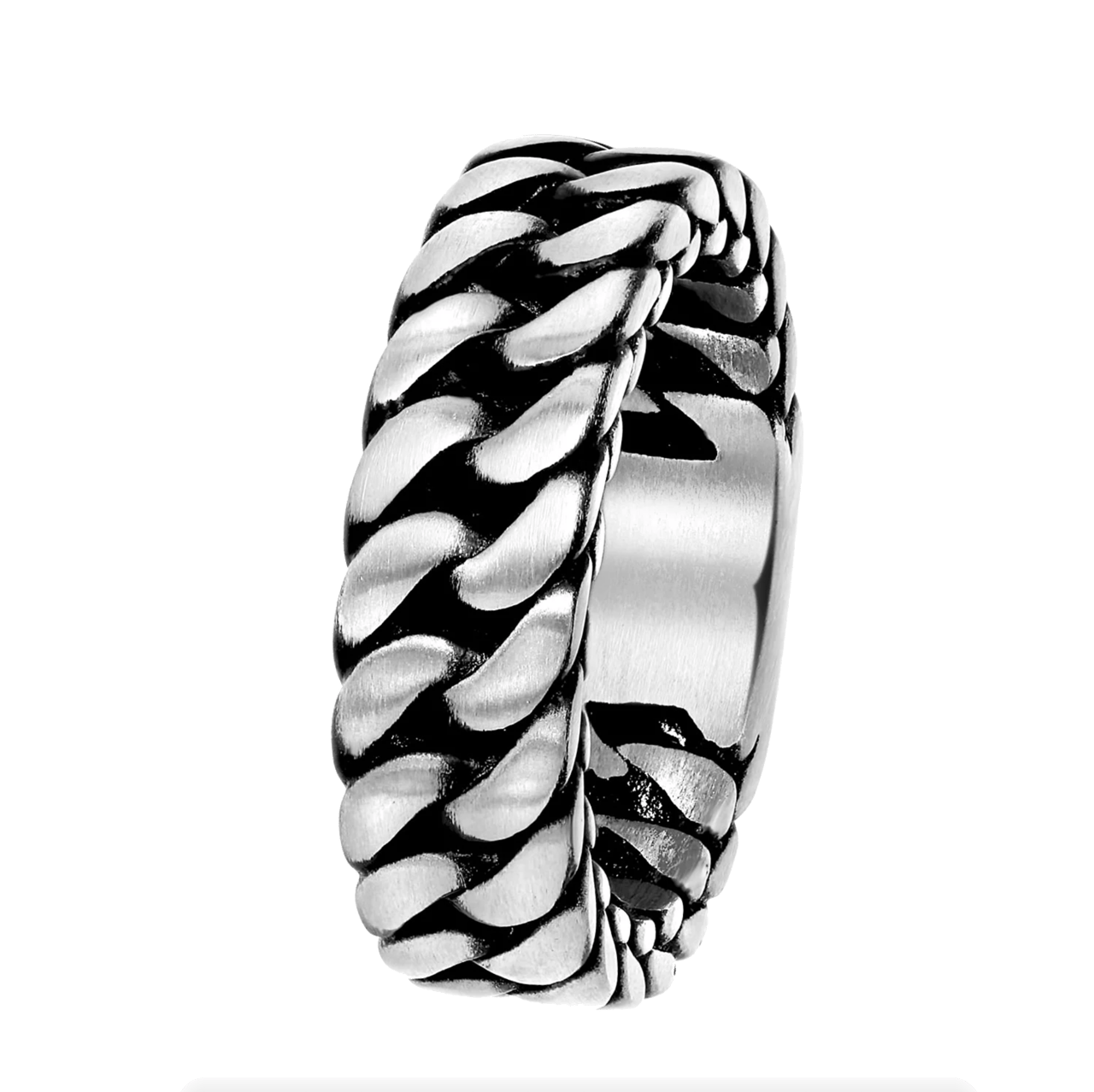 Ring, Edelstahl, Kettenglied, matt, 6 mm