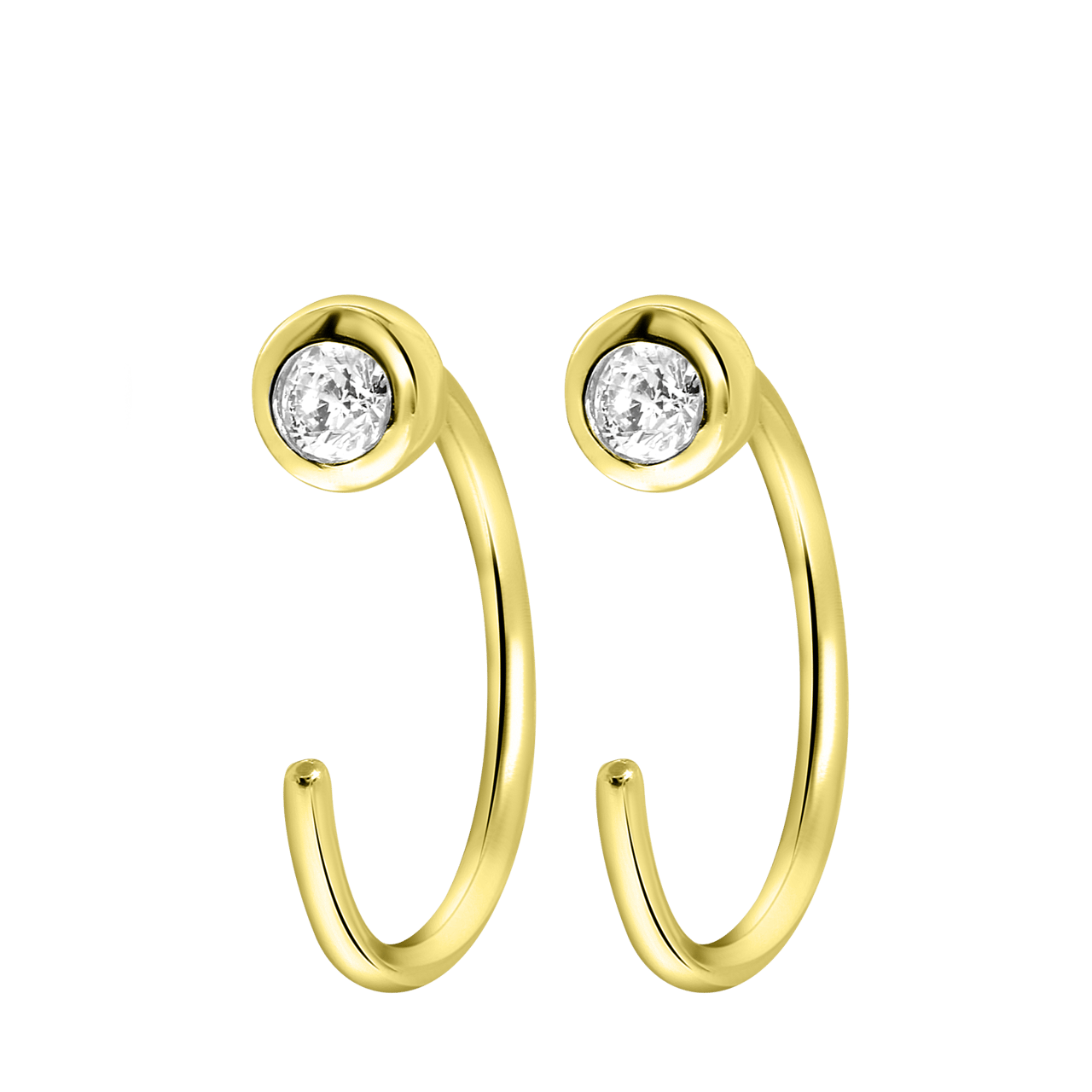 Zilveren goldplated oorringen met zirkonia voor dames