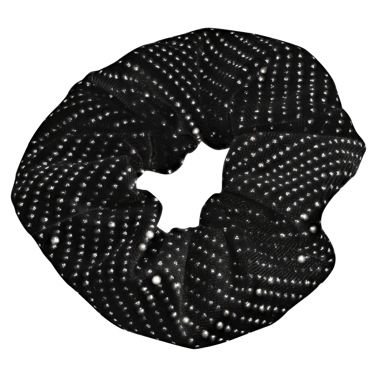 Velvet scrunchie zwart met glitter