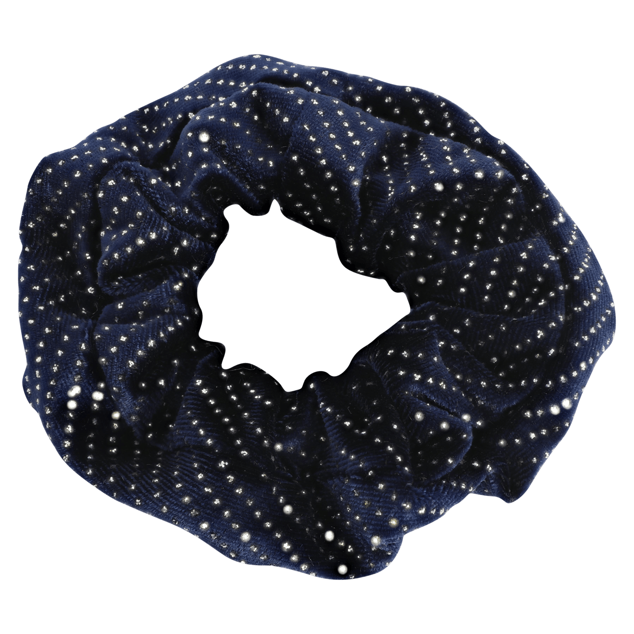 Velvet scrunchie blauw met glitter