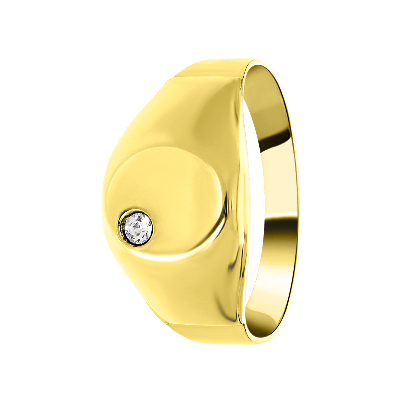 Ovaler Siegelring aus 375 Gold mit Zirkonia