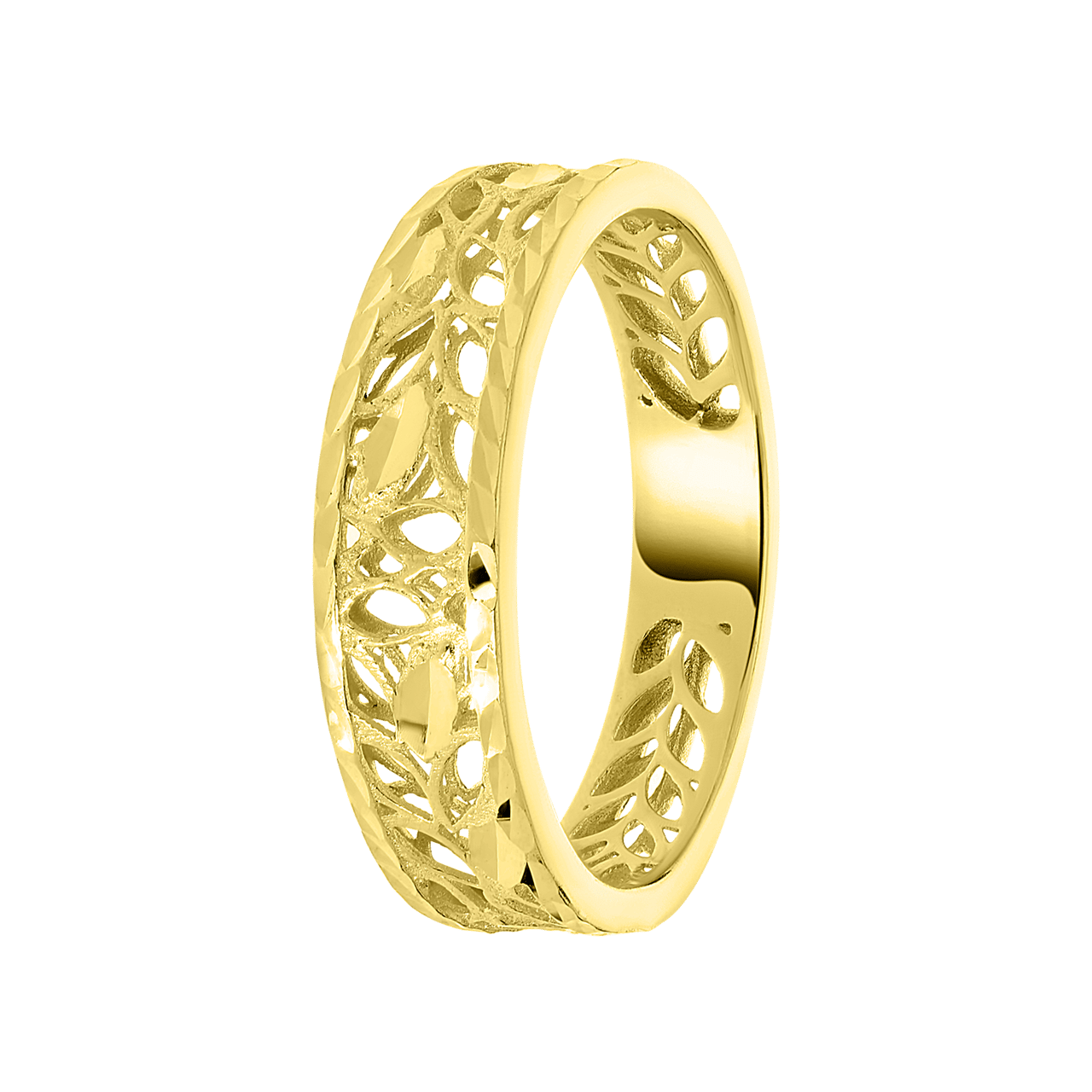 Ring, 375 Gold, offen gearbeitete Blätter