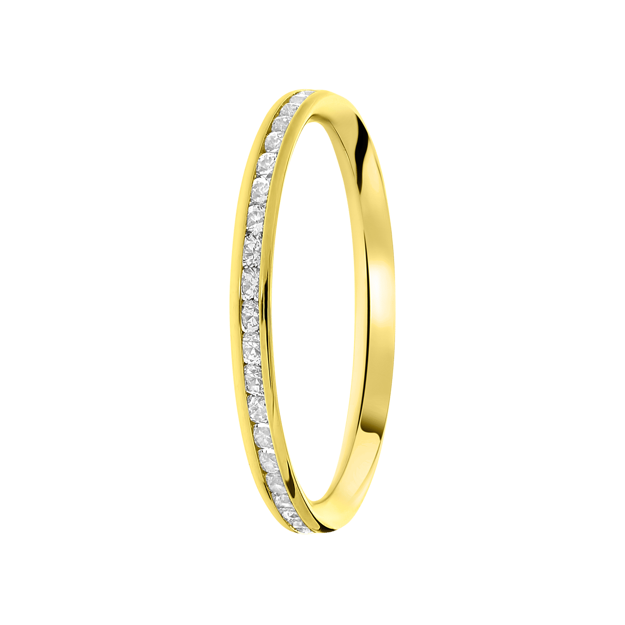 Schienenring, 375 Gold, rundum mit Zirkonia