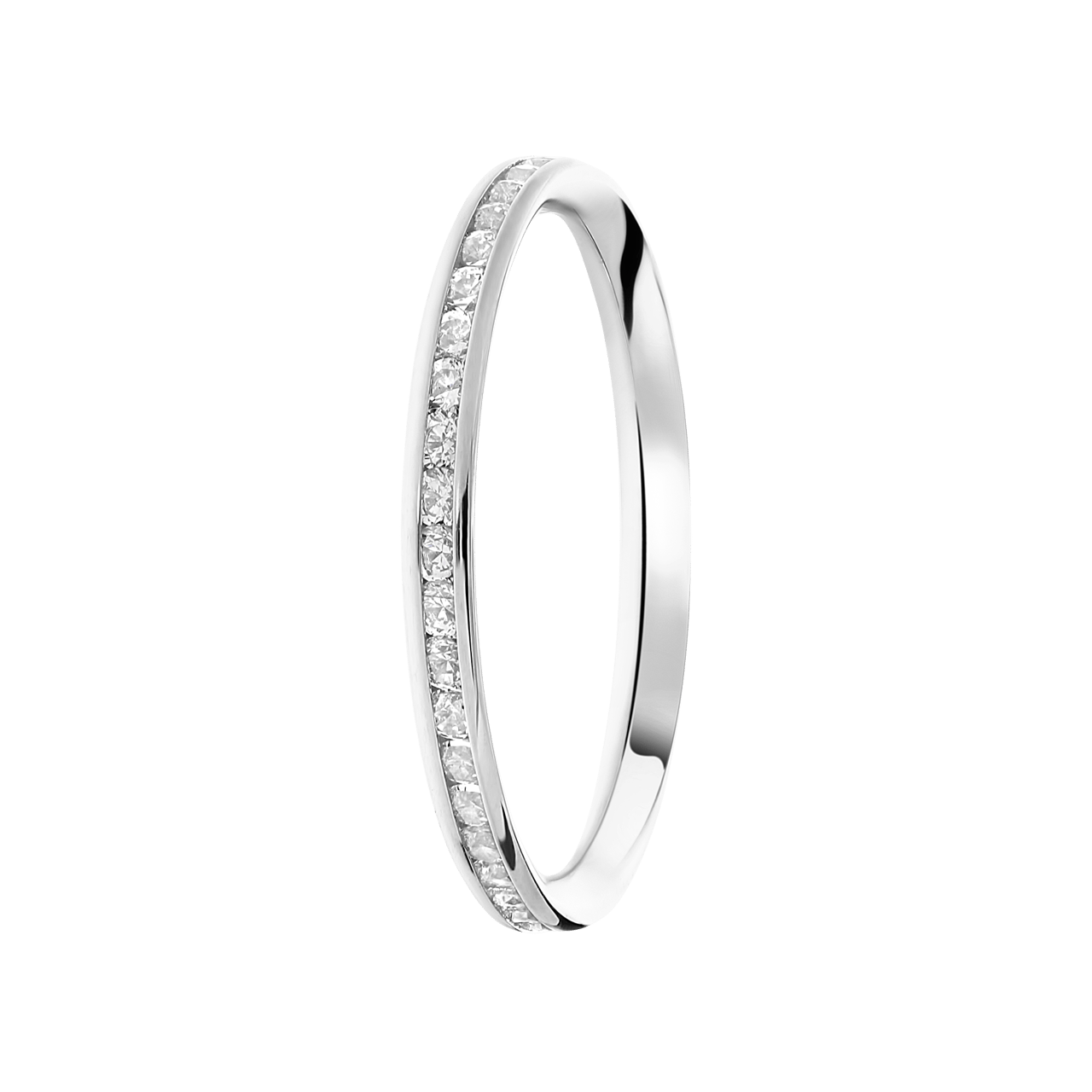 Schienenring, 375 Gold, weiß, rundum mit Zirkonia