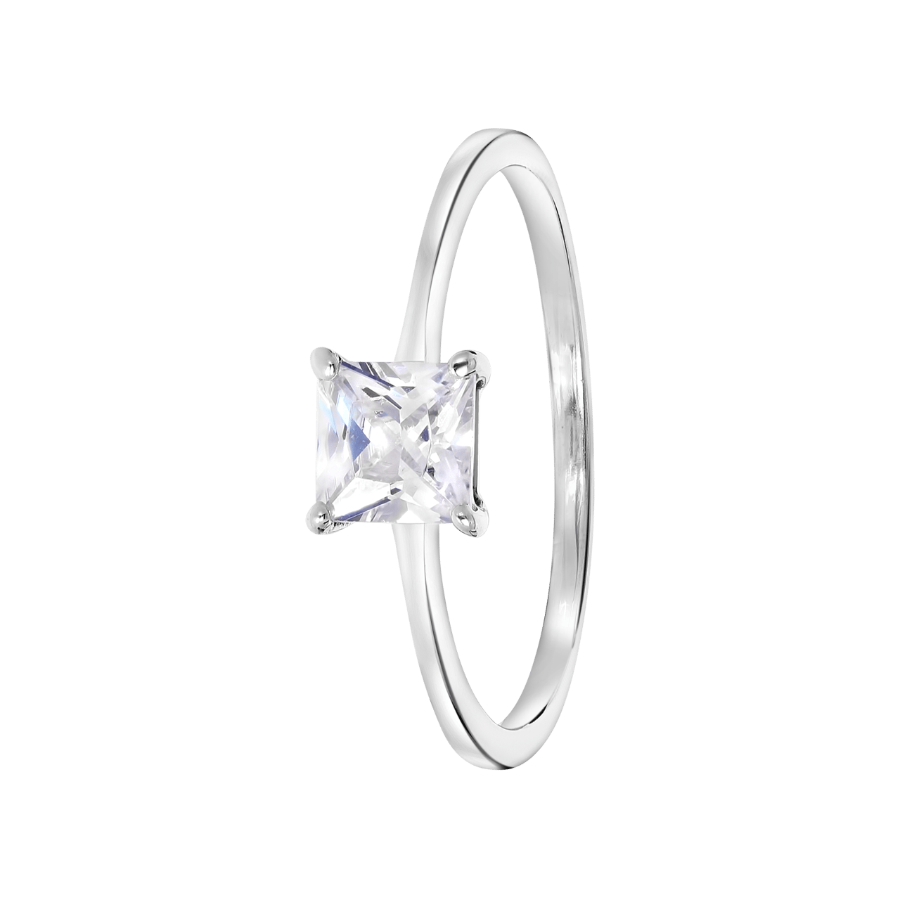 Weißer Ring, 375 Gold, mit viereckigem Zirkonia