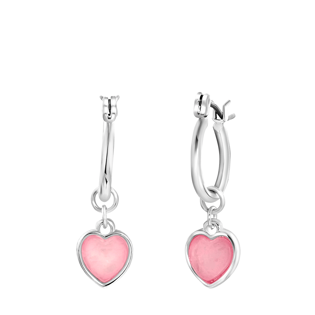 Bijoux zilverkleurige oorringen met hanger hart voor dames