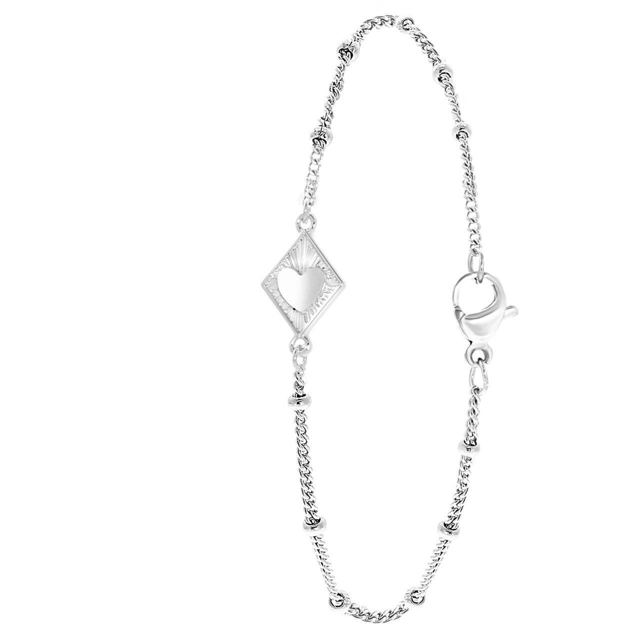Zilverkleurige byoux armband met hanger ruit