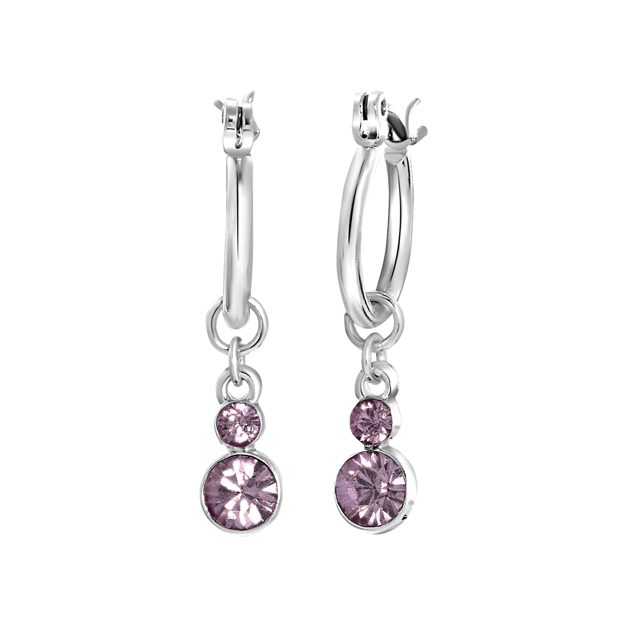 Zilverkleurige byoux oorbellen met  steentjes