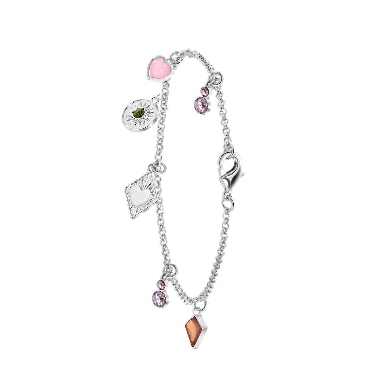Bijoux zilverkleurige parelarmband met hanger met bedeltjes voor dames