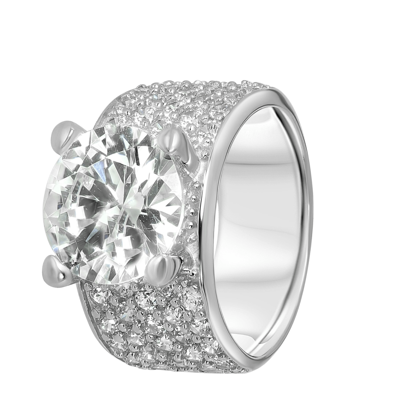 Zilveren ring breed met zirkonia