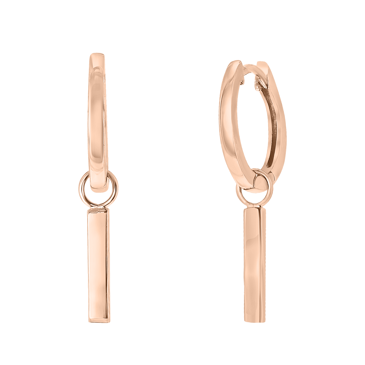Ohrringe, 925 Silber, rotvergoldet, Stab