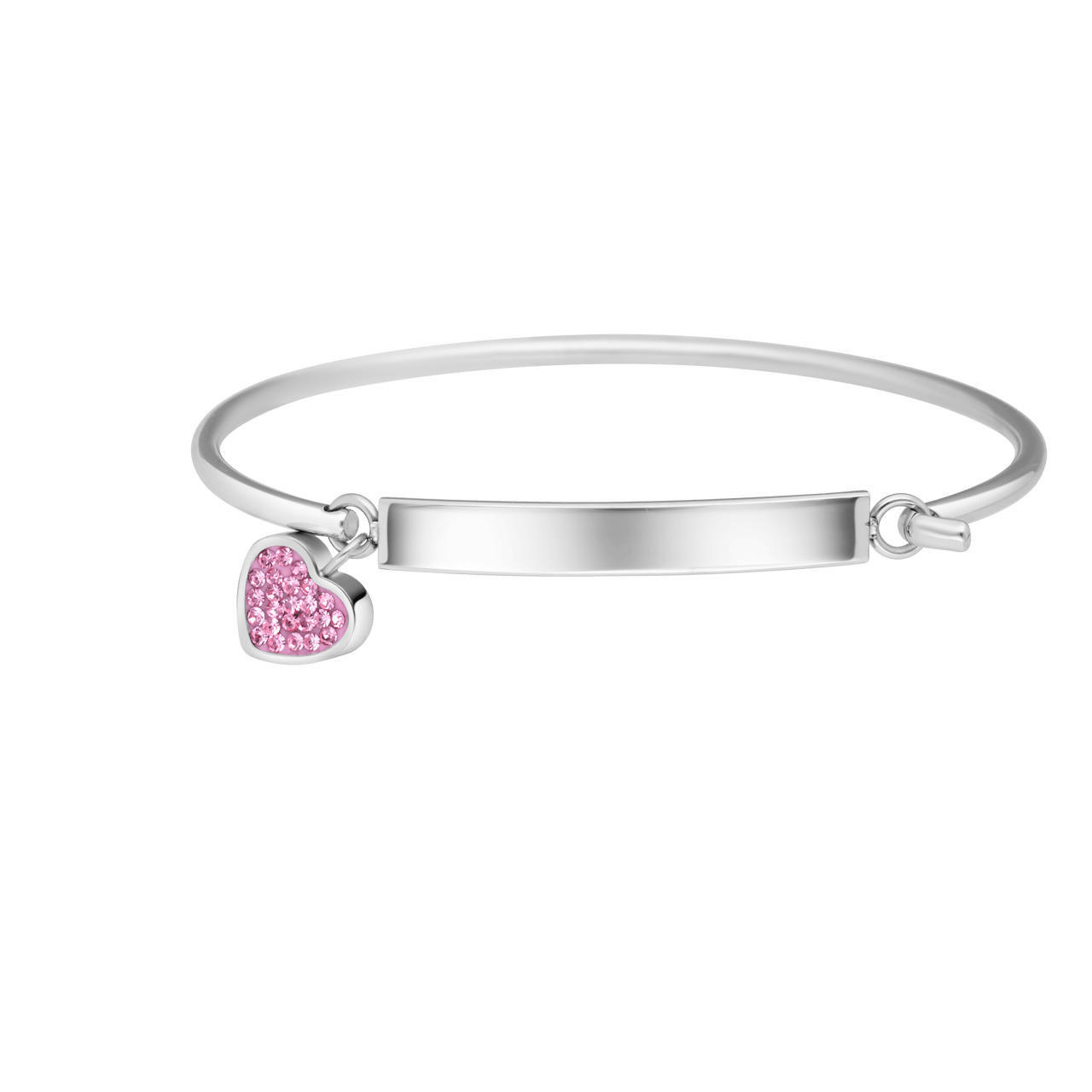 Stainless steel kinderarmband licht roze kristal