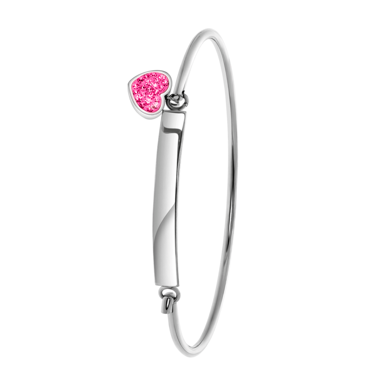 Stalen kinderarmband roze kristal