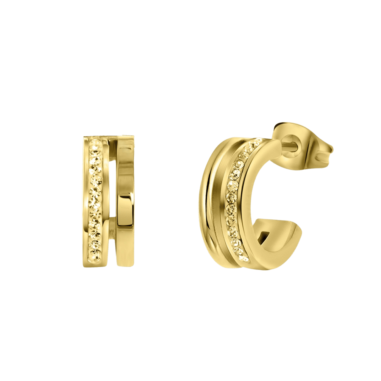 Colours by Kate stainless steel goldplated oorringen light colorado kristal voor dames