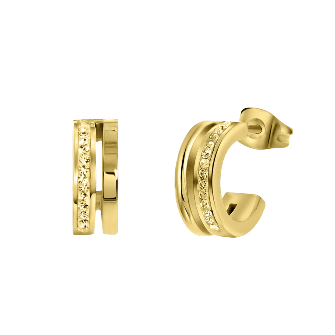 Stalen goldplated oorringen met light colorado kristal voor dames