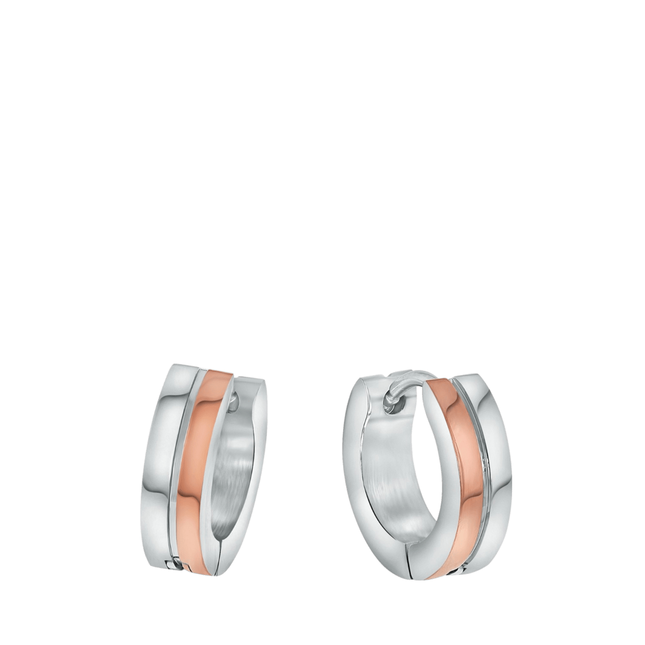 Stalen oorbellen staal/roseplated