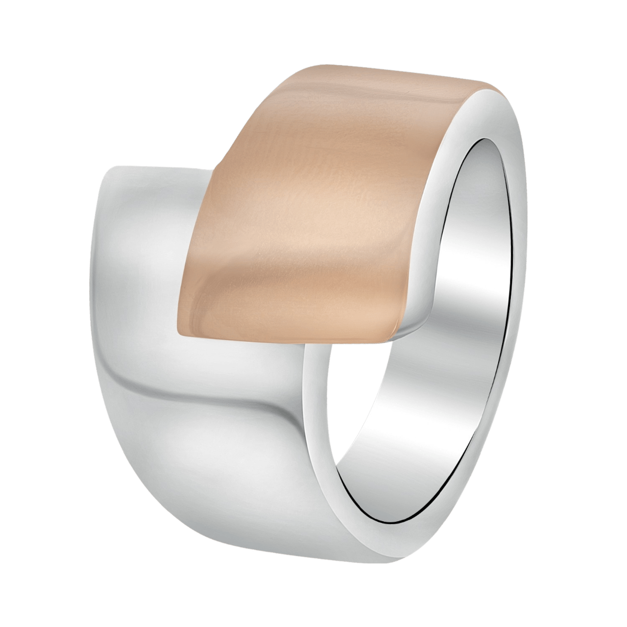 Stalen ring staal/rose