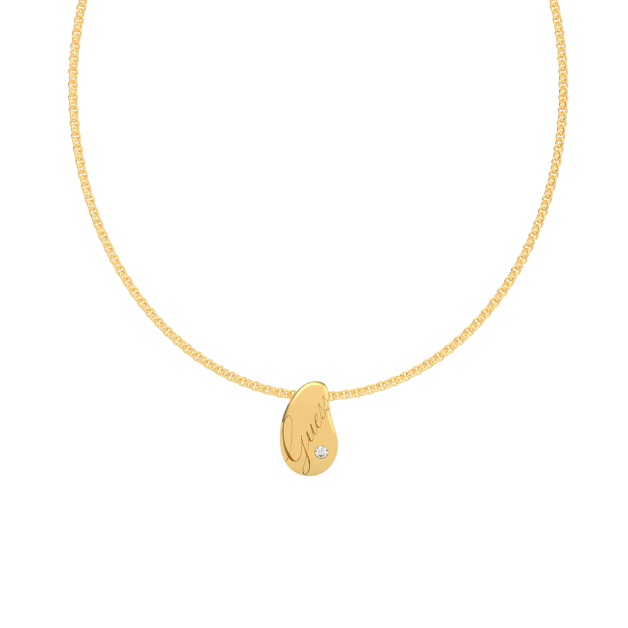 Guess stainless steel goldplated ketting met hanger met kristal voor dames