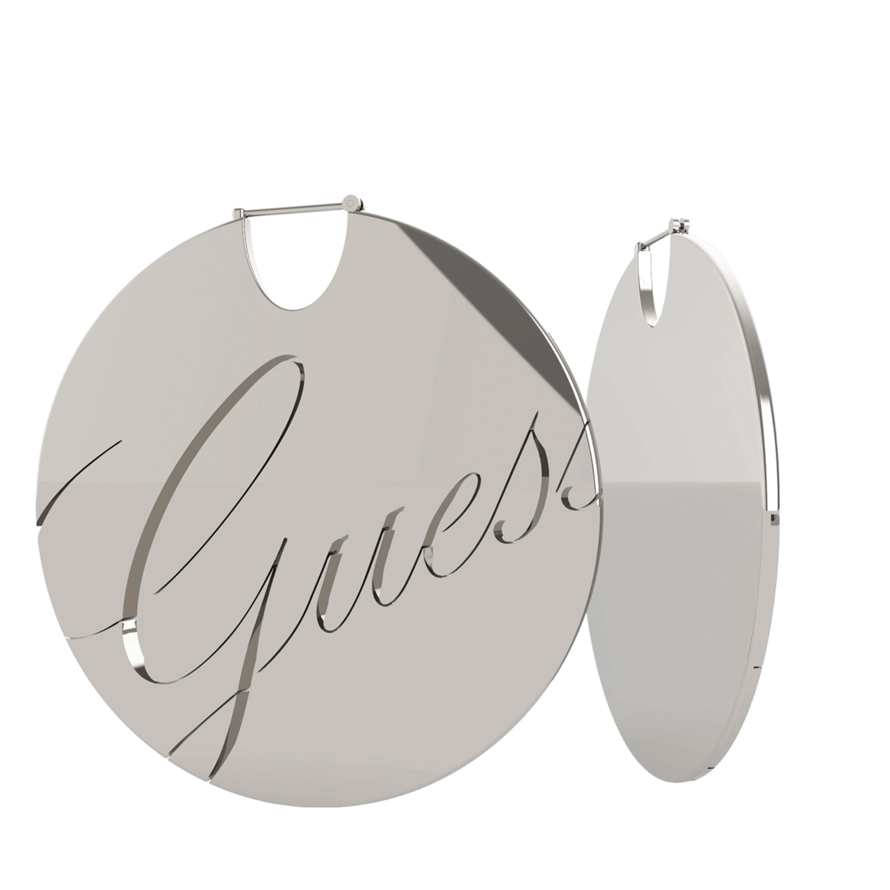 Guess stainless steel oorbellen disc met logo LIQUID