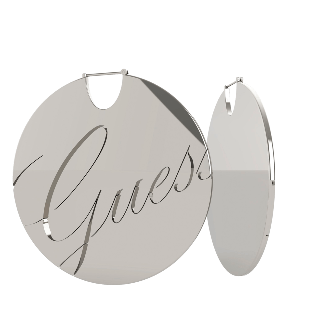 Guess stalen oorbellen disc met logo LIQUID