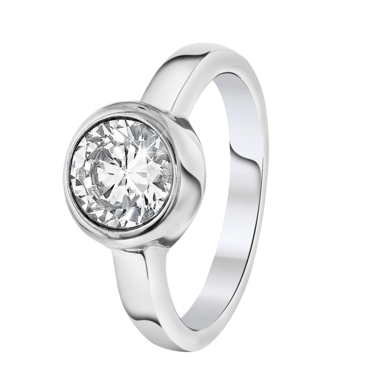 Stainless steel ring met zirkonia 8mm