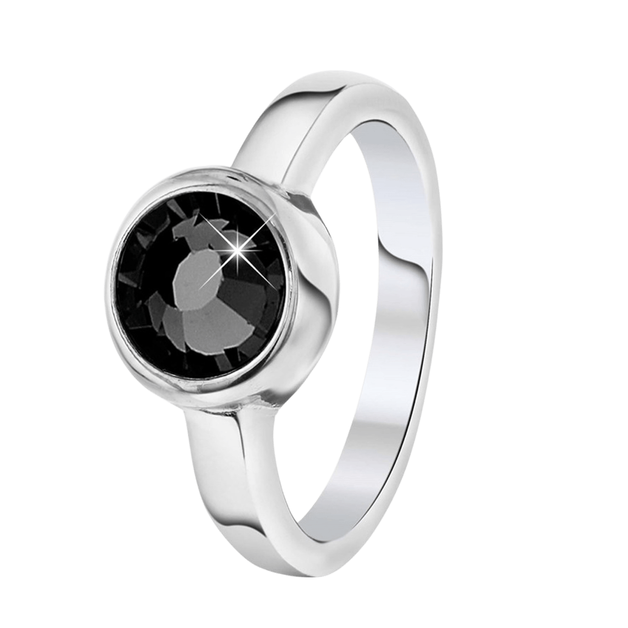 Stalen ring met zwarte zirkonia