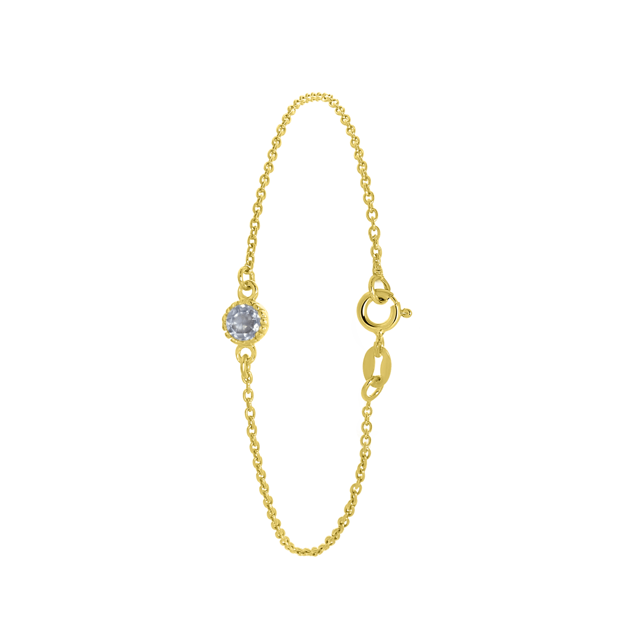 Zilveren armband goldplated geboortesteen