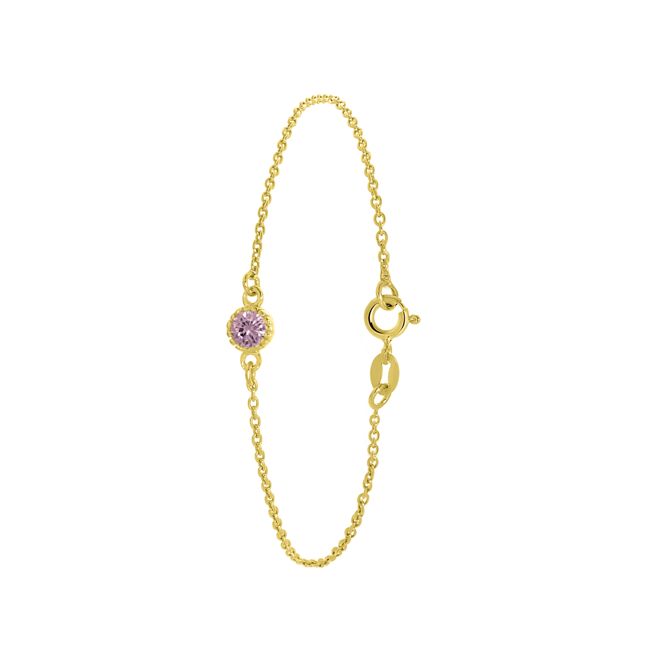 Zilveren goldplated fantasiearmband met geboortesteen voor dames