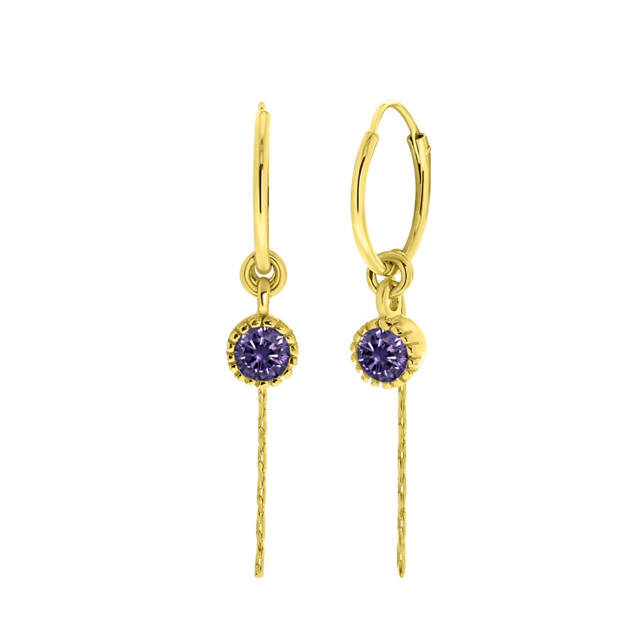 Zilveren oorbellen goldplated geboortesteen