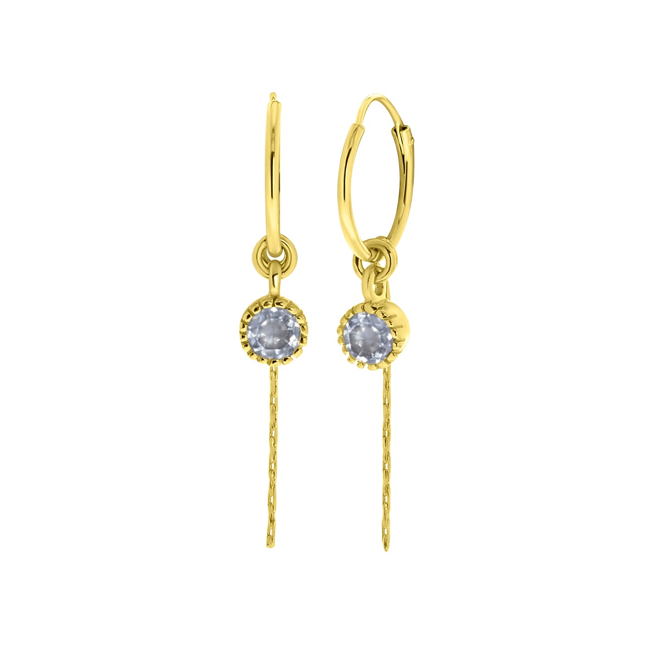 Zilveren oorbellen goldplated geboortesteen