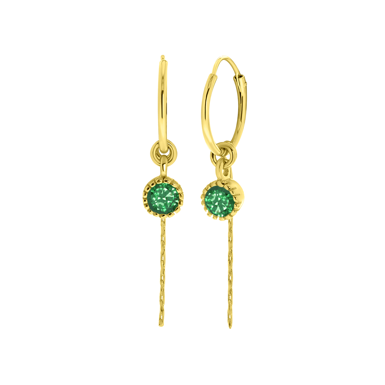 Zilveren goldplated oorringen met hanger geboortesteen voor dames