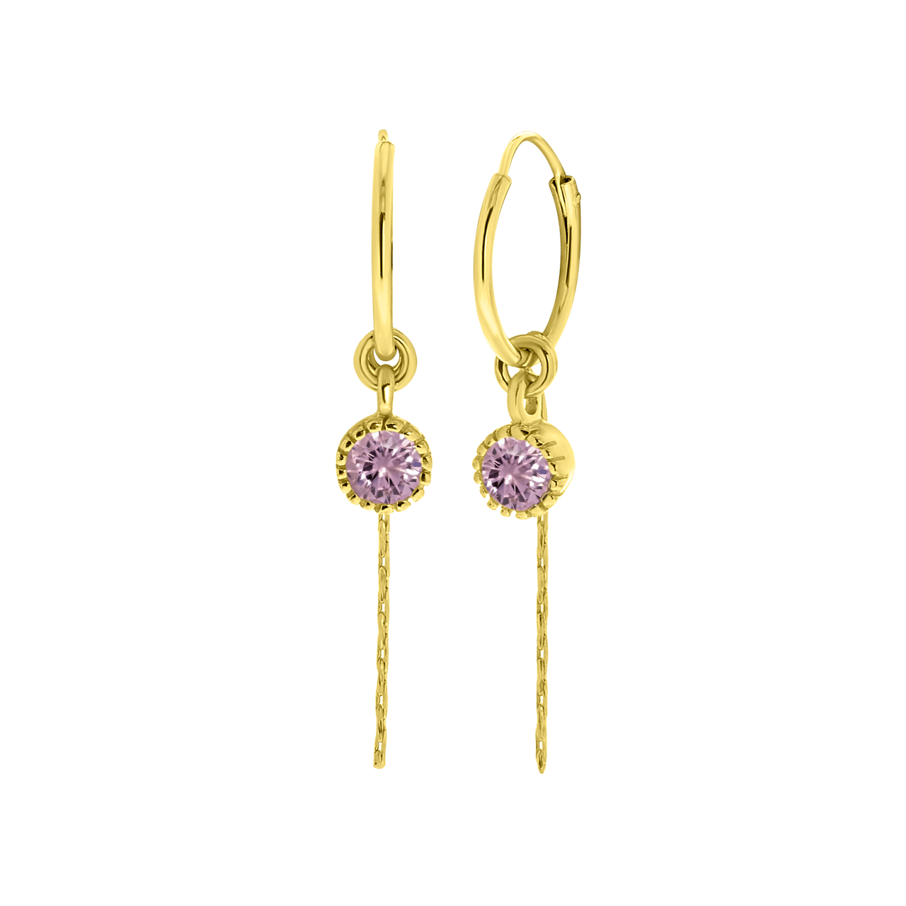 Zilveren oorbellen goldplated geboortesteen